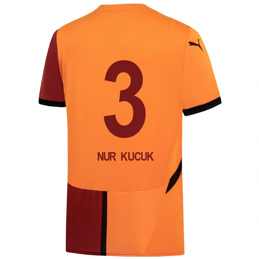 Kandiny Niño Camiseta Rabia Nur Küçük #3 Amarillo Rojo 1ª Equipación 2024/25 La Camisa Chile