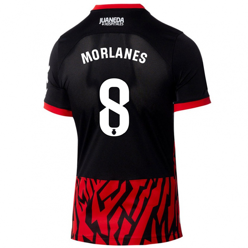 Kandiny Niño Camiseta Manu Morlanes #8 Negro Rojo 1ª Equipación 2024/25 La Camisa Chile