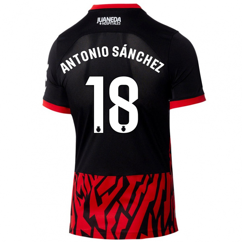 Kandiny Niño Camiseta Antonio Sánchez #18 Negro Rojo 1ª Equipación 2024/25 La Camisa Chile