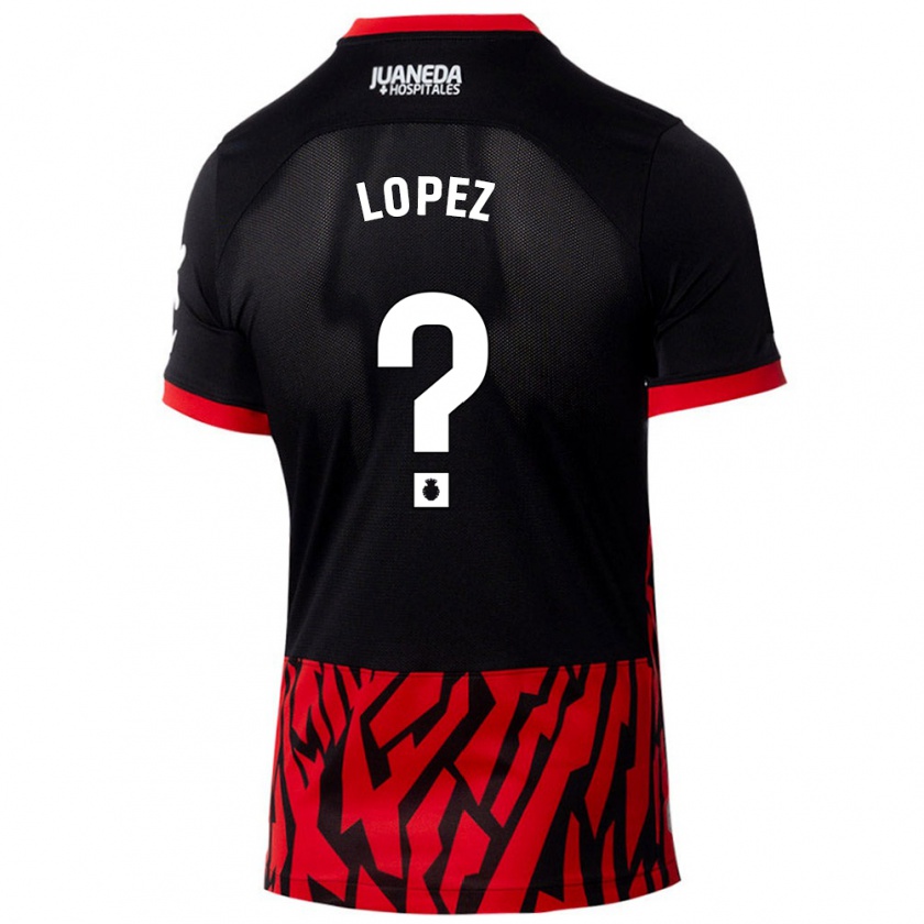 Kandiny Niño Camiseta Marc López #0 Negro Rojo 1ª Equipación 2024/25 La Camisa Chile