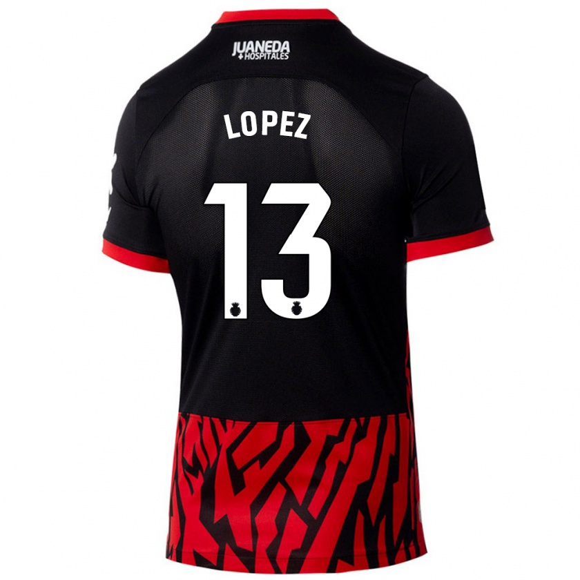 Kandiny Niño Camiseta Iván López #13 Negro Rojo 1ª Equipación 2024/25 La Camisa Chile