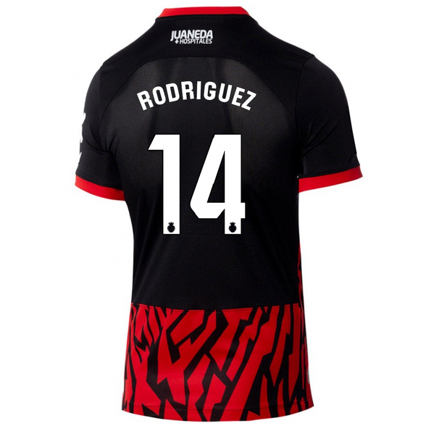 Kandiny Niño Camiseta Diego Rodríguez #14 Negro Rojo 1ª Equipación 2024/25 La Camisa Chile