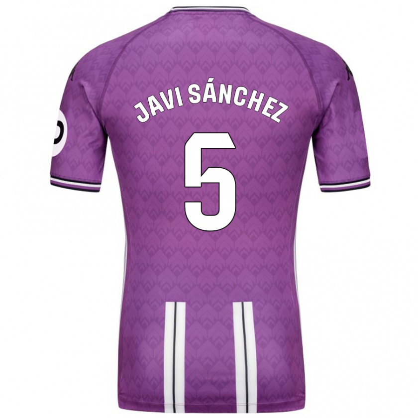 Kandiny Niño Camiseta Javi Sánchez #5 Púrpura Blanco 1ª Equipación 2024/25 La Camisa Chile