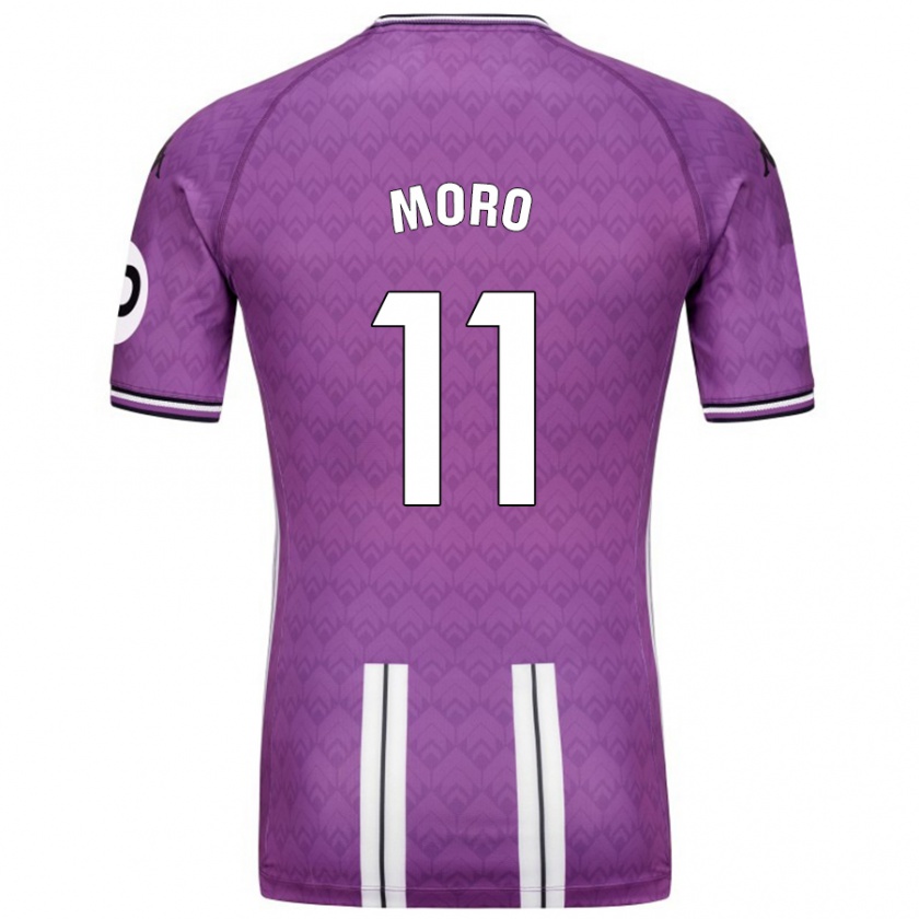 Kandiny Niño Camiseta Raúl Moro #11 Púrpura Blanco 1ª Equipación 2024/25 La Camisa Chile