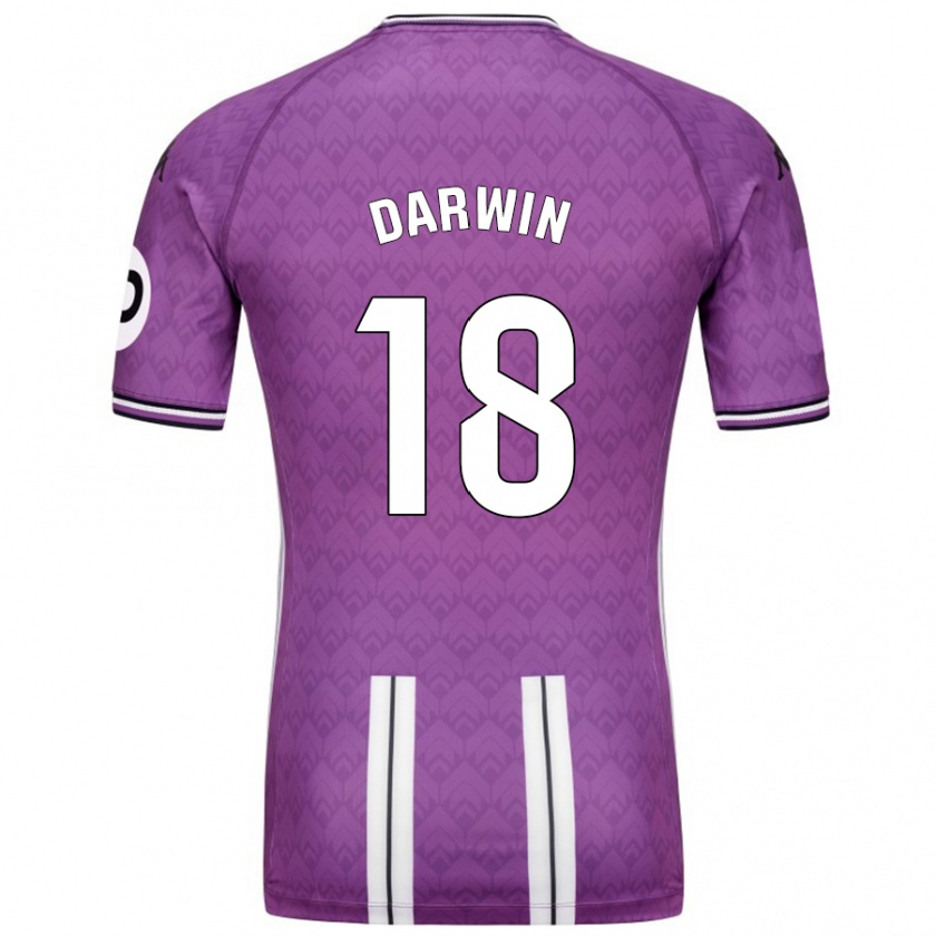 Kandiny Niño Camiseta Darwin Machís #18 Púrpura Blanco 1ª Equipación 2024/25 La Camisa Chile