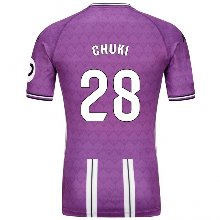 Kandiny Niño Camiseta Chuki #28 Púrpura Blanco 1ª Equipación 2024/25 La Camisa Chile