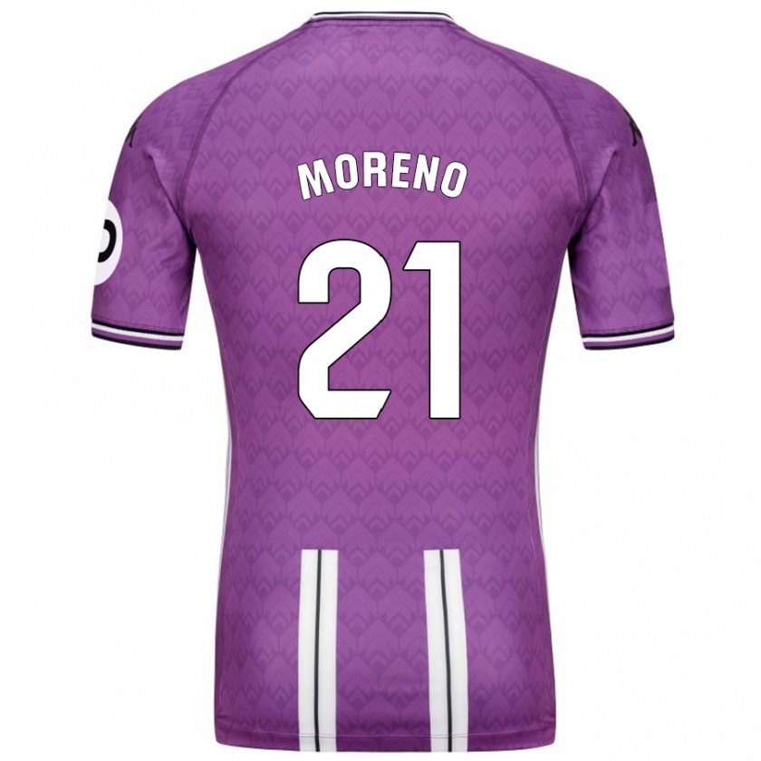 Kandiny Niño Camiseta Xavi Moreno #21 Púrpura Blanco 1ª Equipación 2024/25 La Camisa Chile