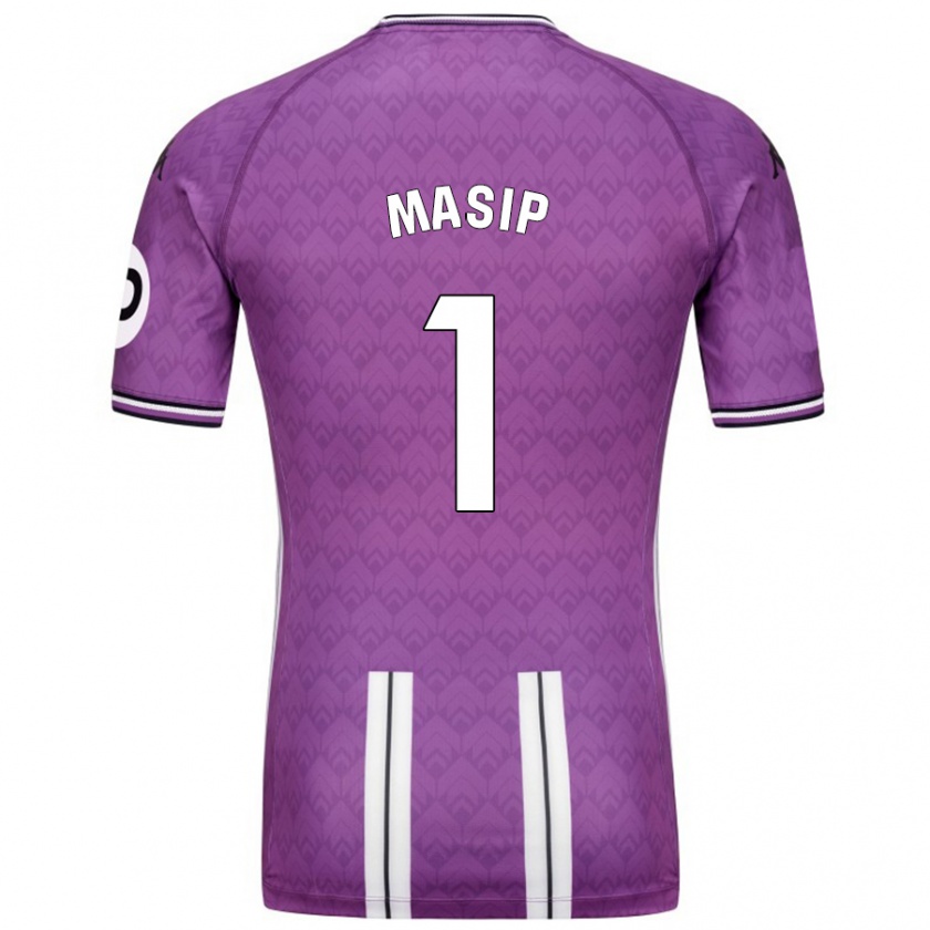 Kandiny Niño Camiseta Jordi Masip #1 Púrpura Blanco 1ª Equipación 2024/25 La Camisa Chile