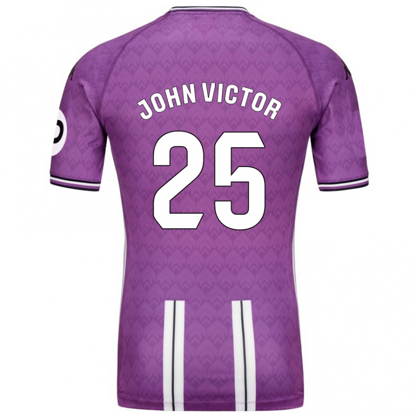 Kandiny Niño Camiseta John Victor #25 Púrpura Blanco 1ª Equipación 2024/25 La Camisa Chile