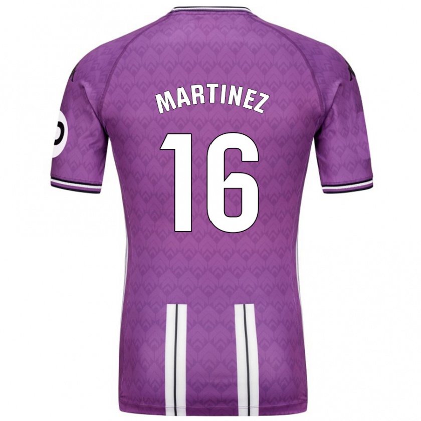 Kandiny Niño Camiseta Jesús Martínez #16 Púrpura Blanco 1ª Equipación 2024/25 La Camisa Chile