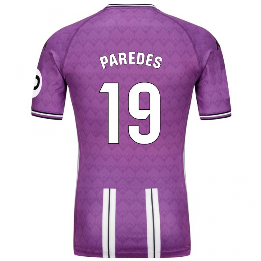 Kandiny Niño Camiseta Yago Paredes #19 Púrpura Blanco 1ª Equipación 2024/25 La Camisa Chile