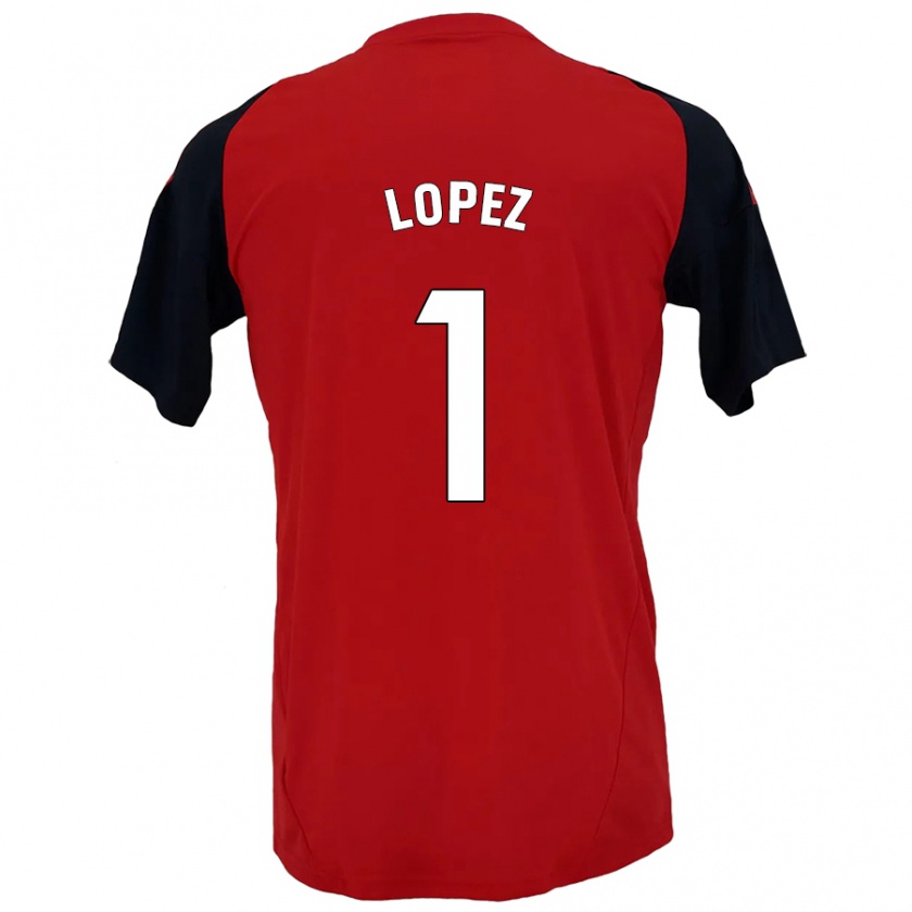 Kandiny Niño Camiseta Luis López #1 Rojo Negro 1ª Equipación 2024/25 La Camisa Chile