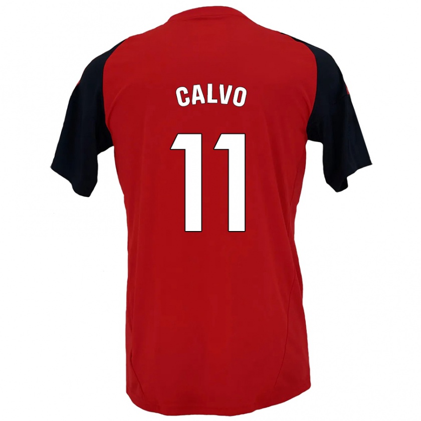 Kandiny Niño Camiseta Álex Calvo #11 Rojo Negro 1ª Equipación 2024/25 La Camisa Chile