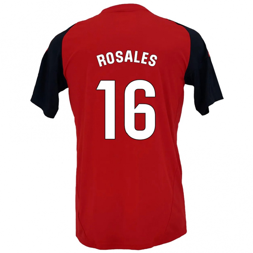 Kandiny Niño Camiseta Diego Rosales #16 Rojo Negro 1ª Equipación 2024/25 La Camisa Chile