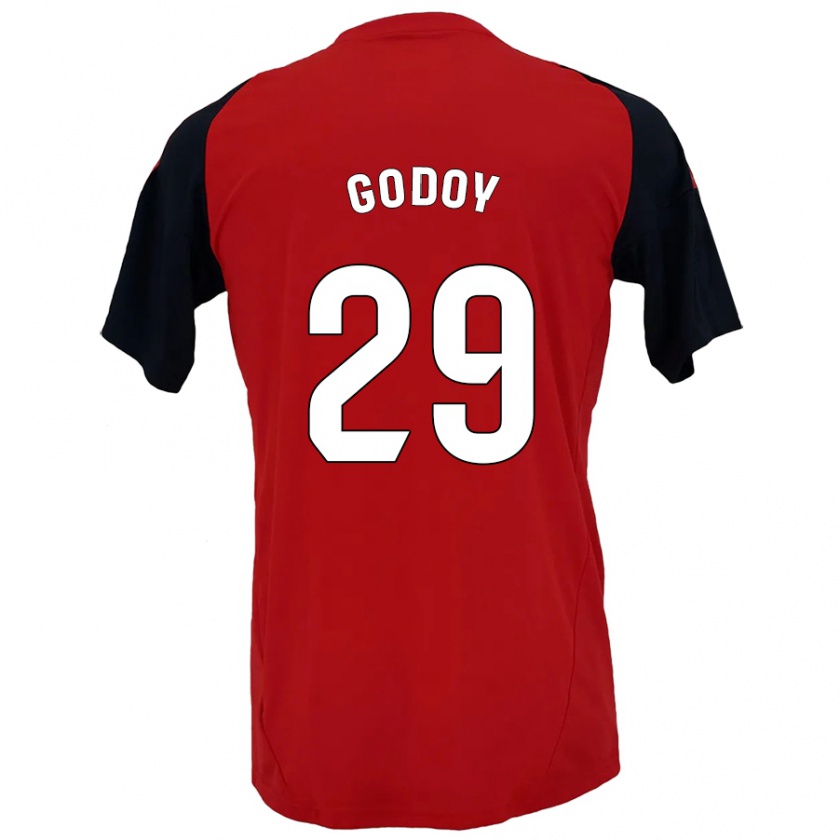 Kandiny Niño Camiseta Alan Godoy #29 Rojo Negro 1ª Equipación 2024/25 La Camisa Chile