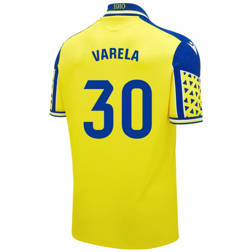 Kandiny Niño Camiseta Brandon Varela #30 Amarillo Azul 1ª Equipación 2024/25 La Camisa Chile