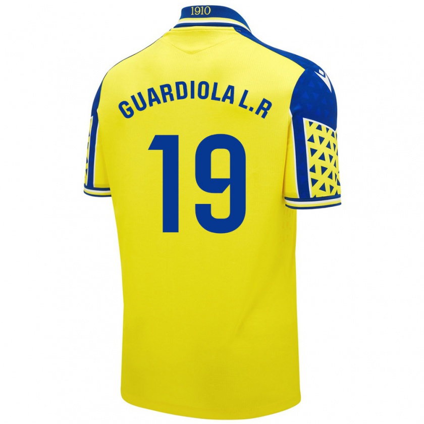 Kandiny Niño Camiseta Sergi Guardiola #19 Amarillo Azul 1ª Equipación 2024/25 La Camisa Chile