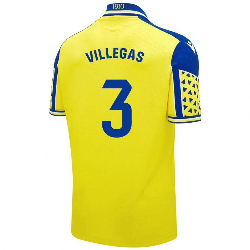 Kandiny Niño Camiseta Virginia Villegas Rico #3 Amarillo Azul 1ª Equipación 2024/25 La Camisa Chile