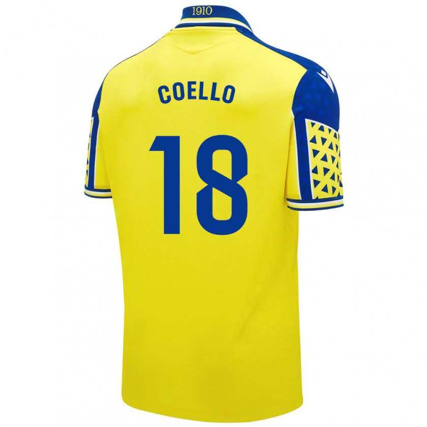 Kandiny Niño Camiseta María Del Carmen Coello Vidal #18 Amarillo Azul 1ª Equipación 2024/25 La Camisa Chile