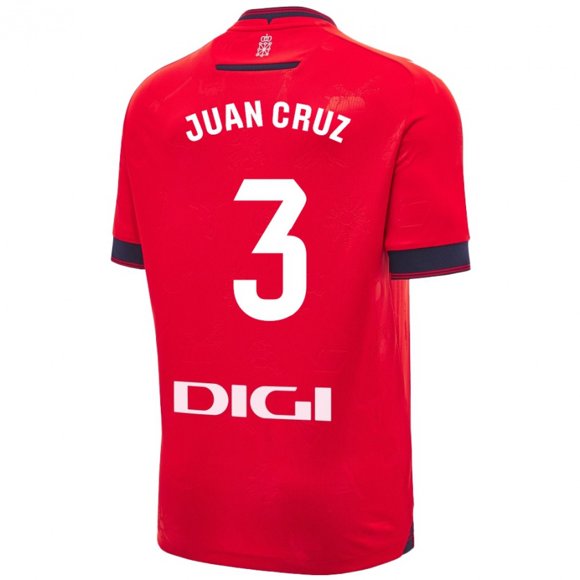 Kandiny Niño Camiseta Juan Cruz #3 Rojo Blanco 1ª Equipación 2024/25 La Camisa Chile