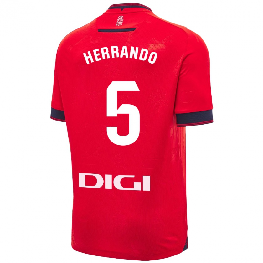 Kandiny Niño Camiseta Jorge Herrando #5 Rojo Blanco 1ª Equipación 2024/25 La Camisa Chile