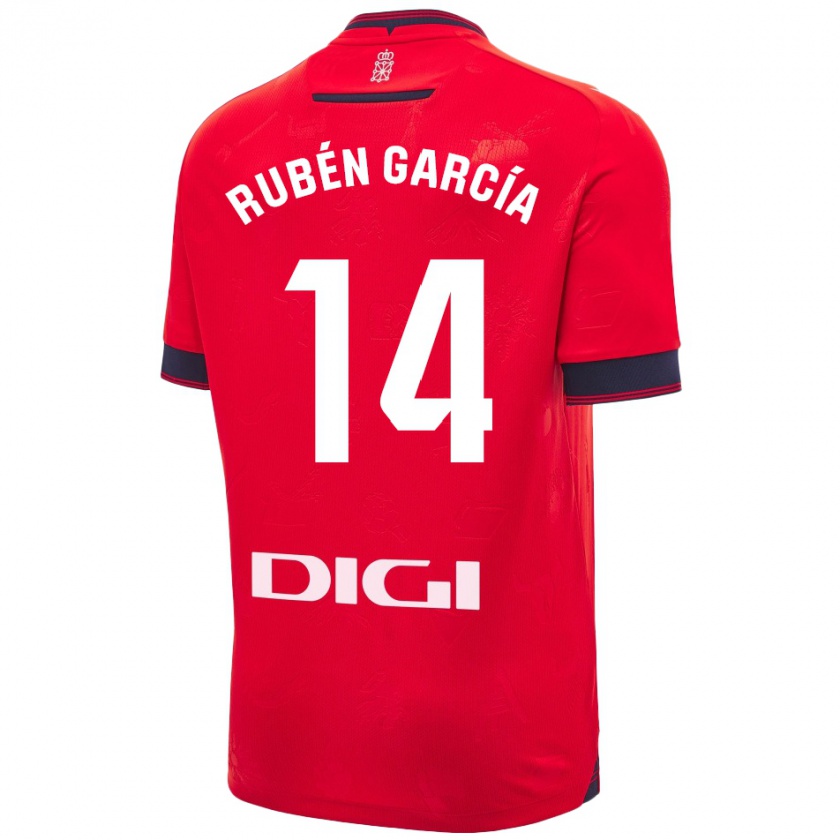 Kandiny Niño Camiseta Rubén García #14 Rojo Blanco 1ª Equipación 2024/25 La Camisa Chile