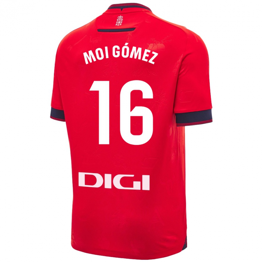 Kandiny Niño Camiseta Moi Gómez #16 Rojo Blanco 1ª Equipación 2024/25 La Camisa Chile