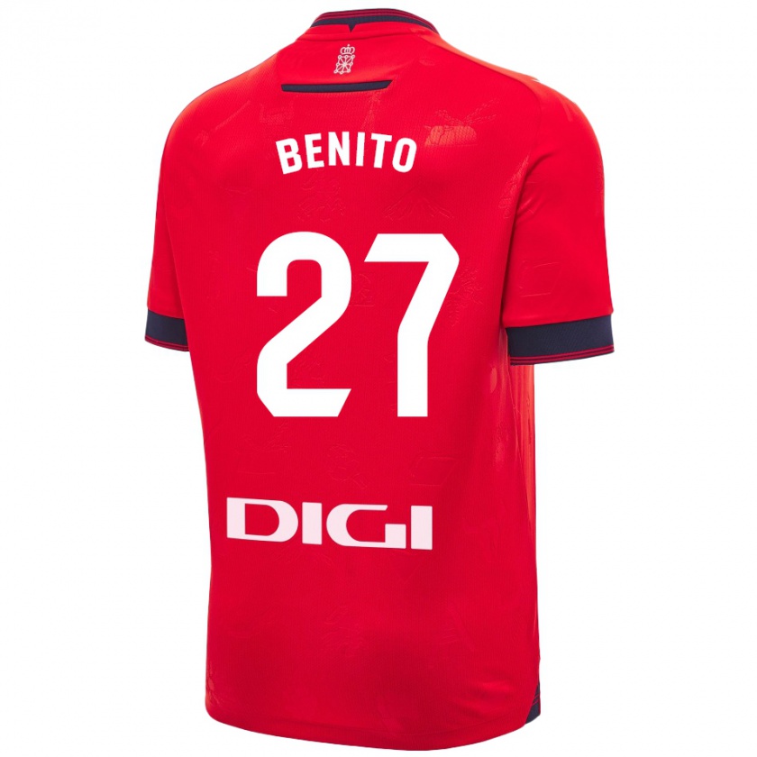 Kandiny Niño Camiseta Iker Benito #27 Rojo Blanco 1ª Equipación 2024/25 La Camisa Chile