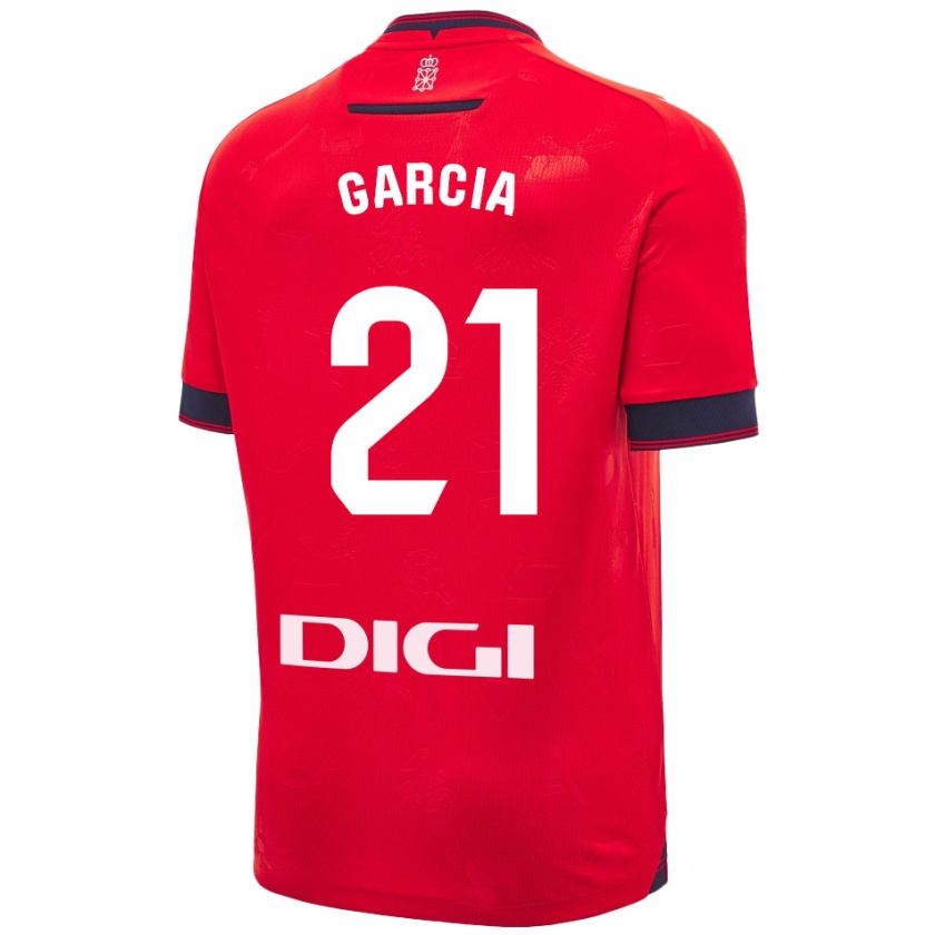 Kandiny Niño Camiseta Jon García #21 Rojo Blanco 1ª Equipación 2024/25 La Camisa Chile