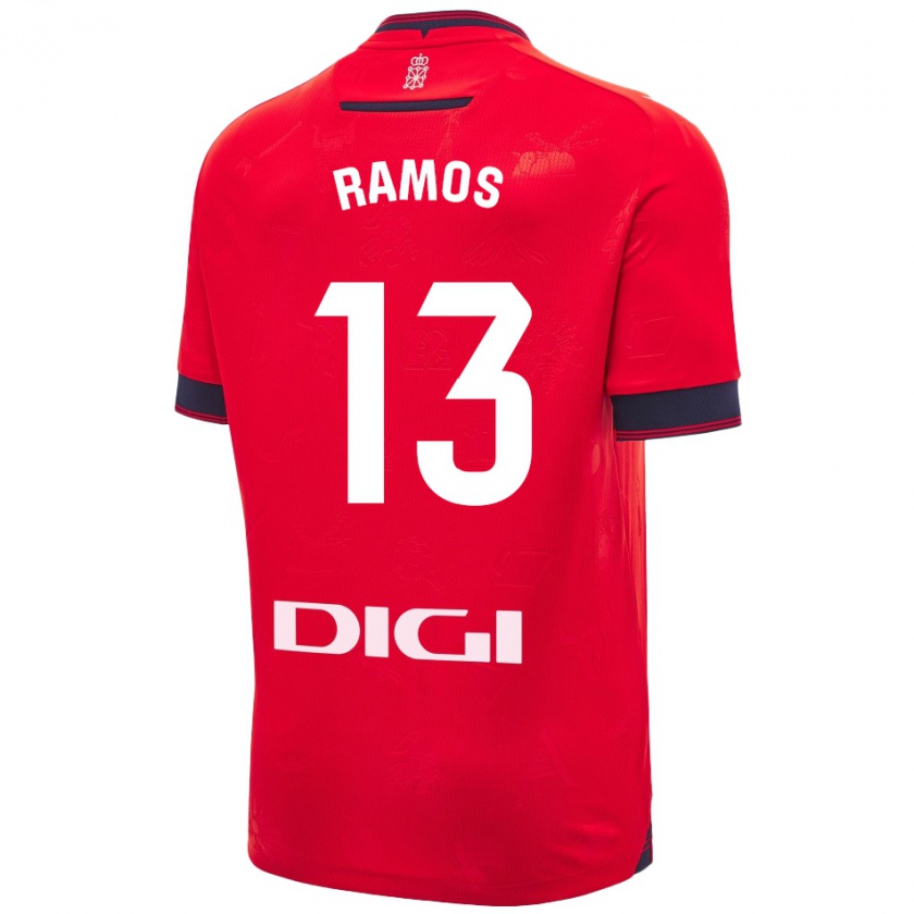 Kandiny Niño Camiseta Darío Ramos #13 Rojo Blanco 1ª Equipación 2024/25 La Camisa Chile