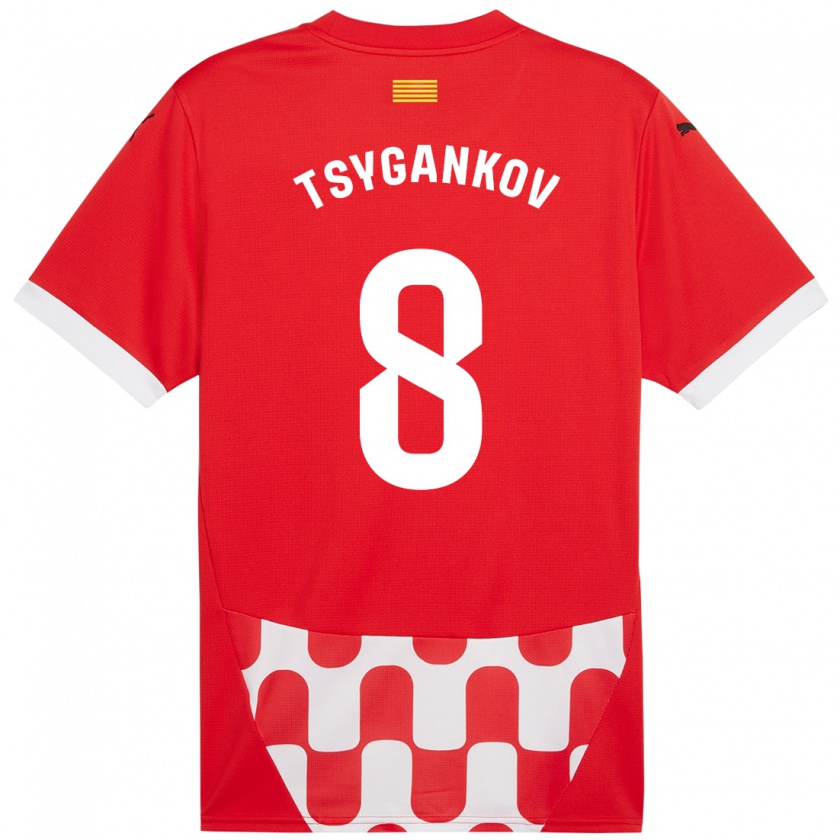 Kandiny Niño Camiseta Viktor Tsygankov #8 Rojo Blanco 1ª Equipación 2024/25 La Camisa Chile