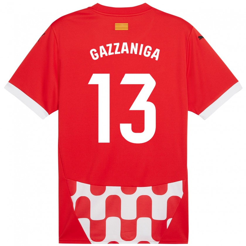 Kandiny Niño Camiseta Paulo Gazzaniga #13 Rojo Blanco 1ª Equipación 2024/25 La Camisa Chile