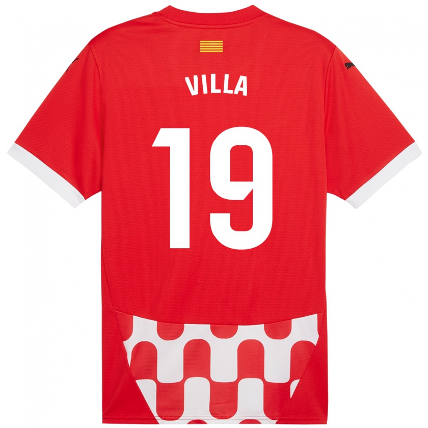 Kandiny Niño Camiseta Toni Villa #19 Rojo Blanco 1ª Equipación 2024/25 La Camisa Chile