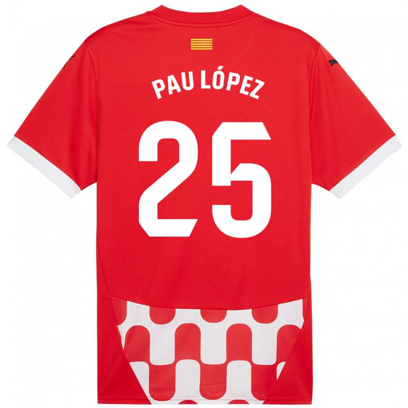 Kandiny Niño Camiseta Pau López #25 Rojo Blanco 1ª Equipación 2024/25 La Camisa Chile