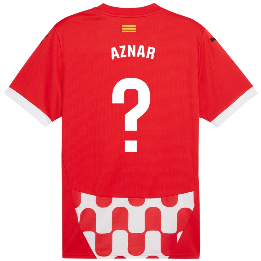 Kandiny Niño Camiseta Marc Aznar #0 Rojo Blanco 1ª Equipación 2024/25 La Camisa Chile