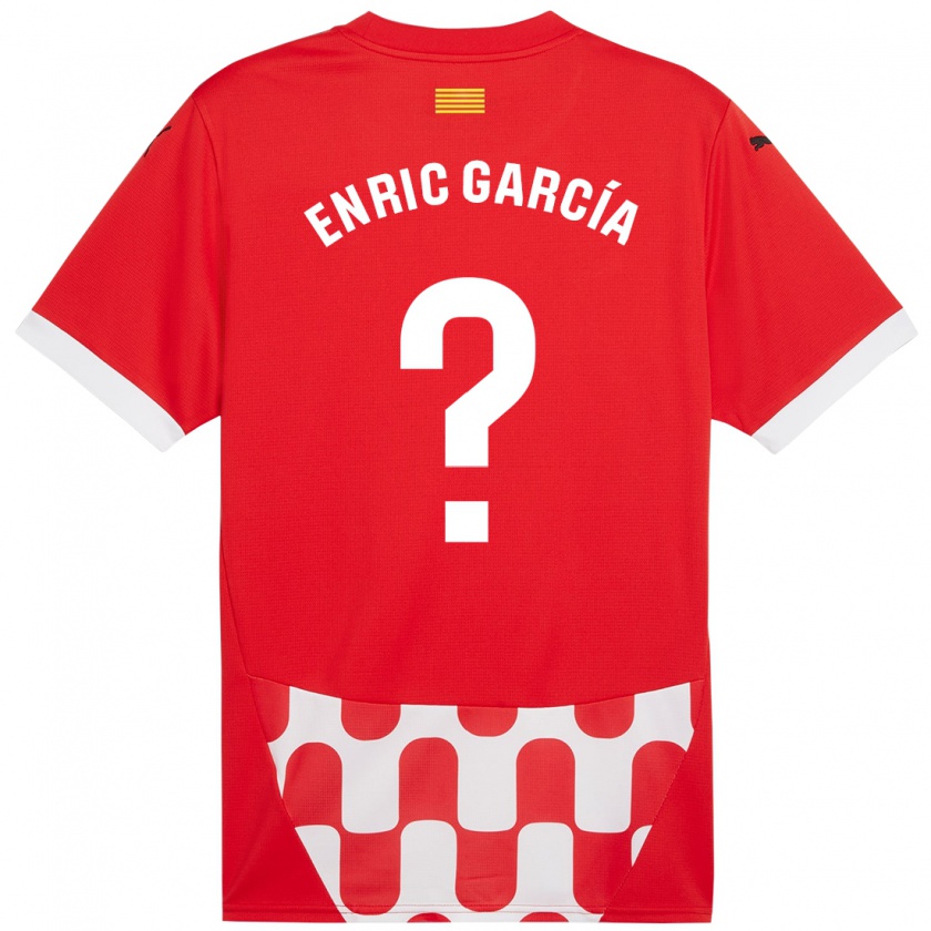 Kandiny Niño Camiseta Enric García #0 Rojo Blanco 1ª Equipación 2024/25 La Camisa Chile