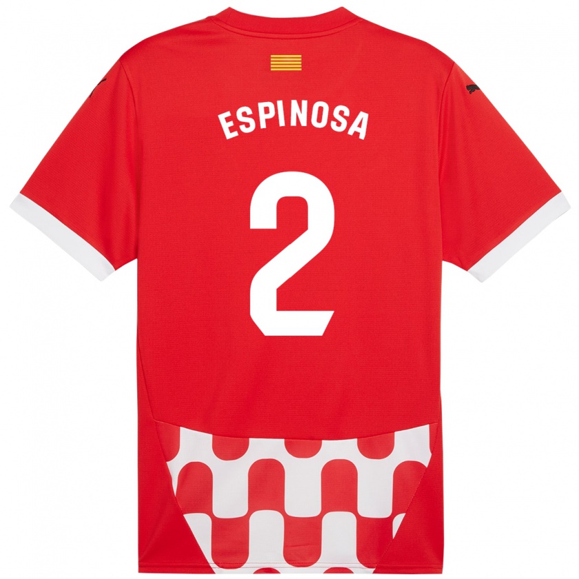 Kandiny Niño Camiseta Bernardo Espinosa #2 Rojo Blanco 1ª Equipación 2024/25 La Camisa Chile