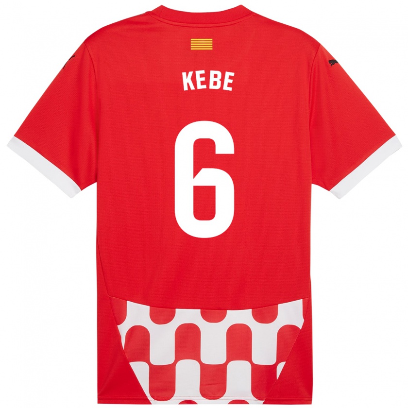 Kandiny Niño Camiseta Ibrahima Kébé #6 Rojo Blanco 1ª Equipación 2024/25 La Camisa Chile