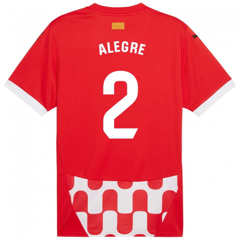 Kandiny Niño Camiseta Marc Alegre #2 Rojo Blanco 1ª Equipación 2024/25 La Camisa Chile