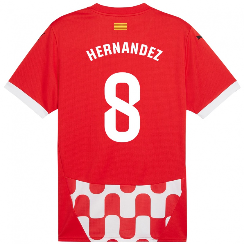 Kandiny Niño Camiseta Sofia Hernández #8 Rojo Blanco 1ª Equipación 2024/25 La Camisa Chile