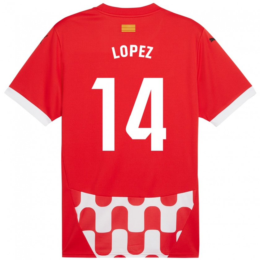 Kandiny Niño Camiseta Judith López #14 Rojo Blanco 1ª Equipación 2024/25 La Camisa Chile