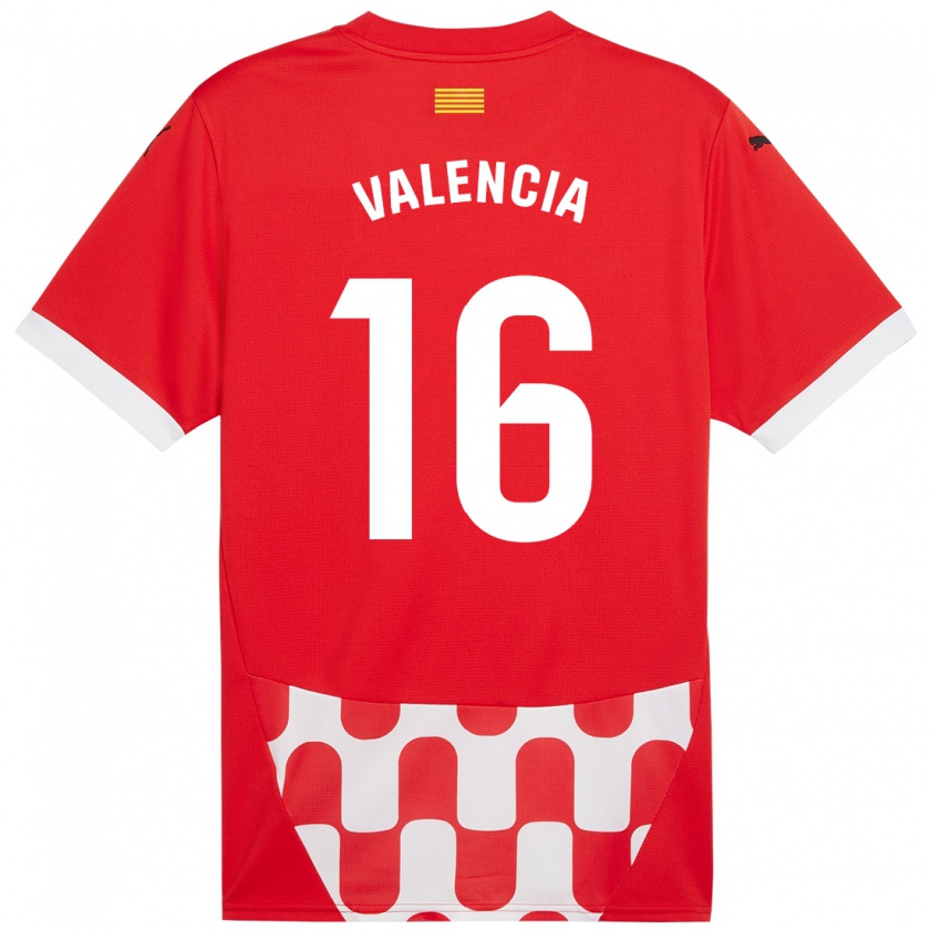 Kandiny Niño Camiseta Carla Valencia #16 Rojo Blanco 1ª Equipación 2024/25 La Camisa Chile