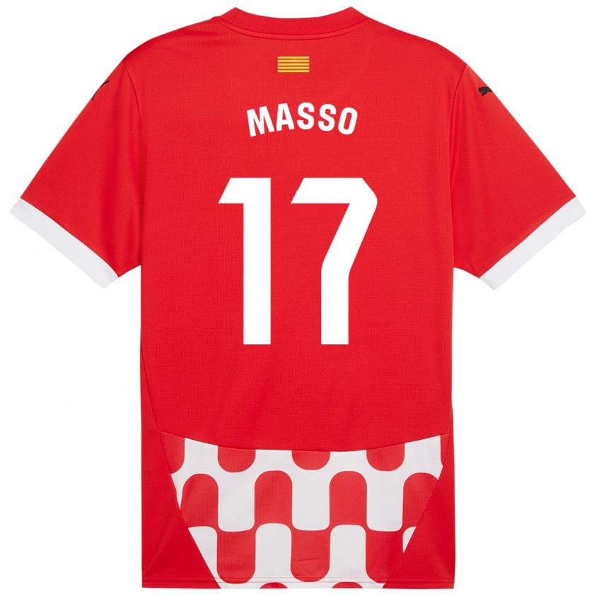 Kandiny Niño Camiseta Ainoa Massó #17 Rojo Blanco 1ª Equipación 2024/25 La Camisa Chile