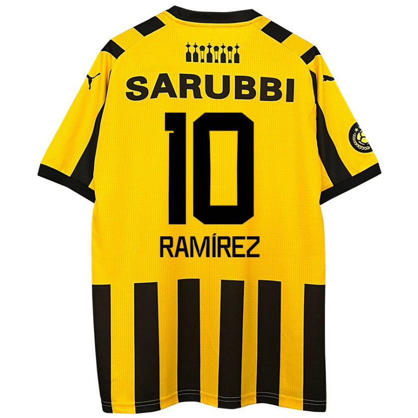 Kandiny Niño Camiseta Gastón Ramírez #10 Amarillo Negro 1ª Equipación 2024/25 La Camisa Chile