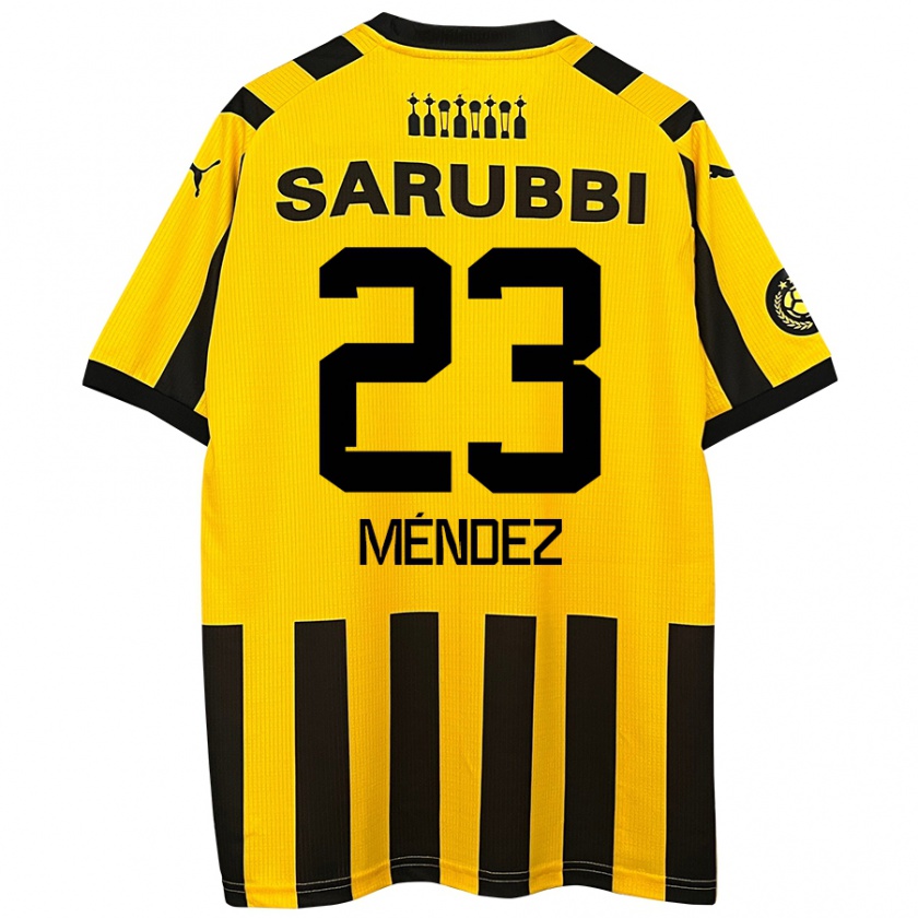 Kandiny Niño Camiseta Javier Méndez #23 Amarillo Negro 1ª Equipación 2024/25 La Camisa Chile