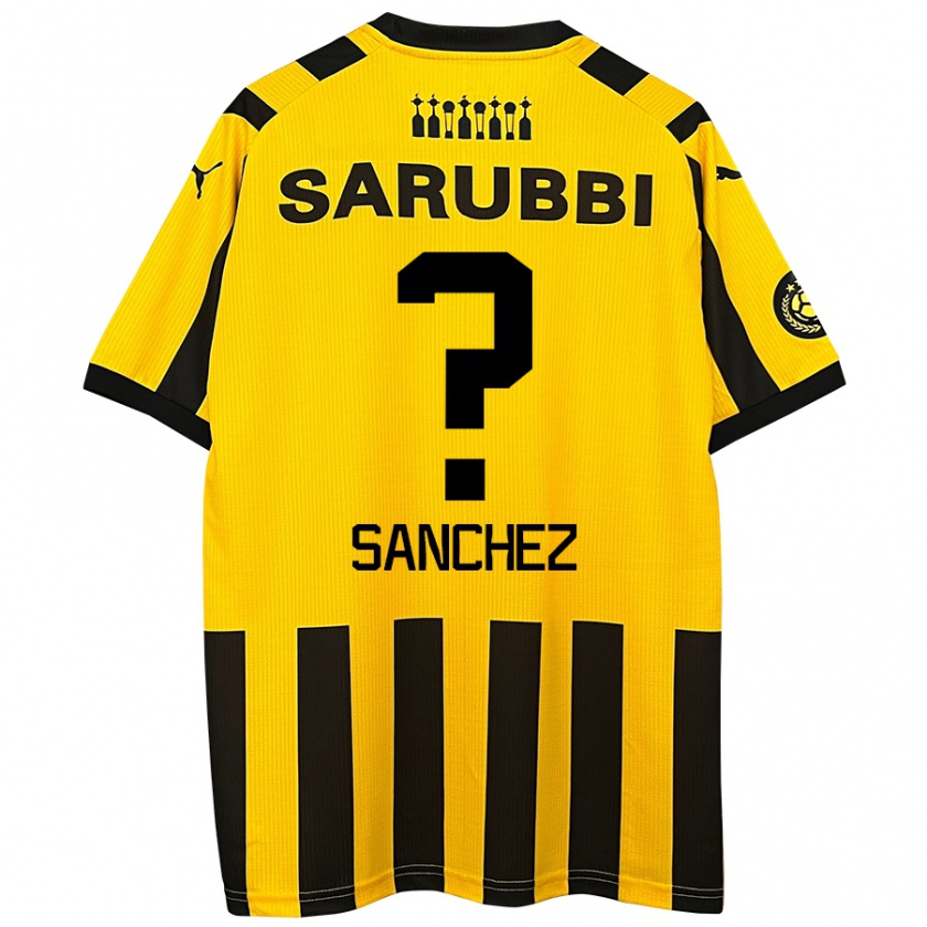 Kandiny Niño Camiseta Juan Sanchez #0 Amarillo Negro 1ª Equipación 2024/25 La Camisa Chile