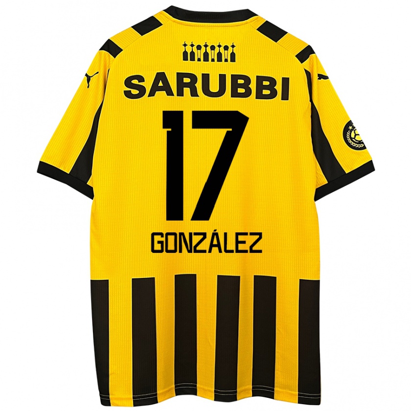 Kandiny Niño Camiseta Luciano González #17 Amarillo Negro 1ª Equipación 2024/25 La Camisa Chile