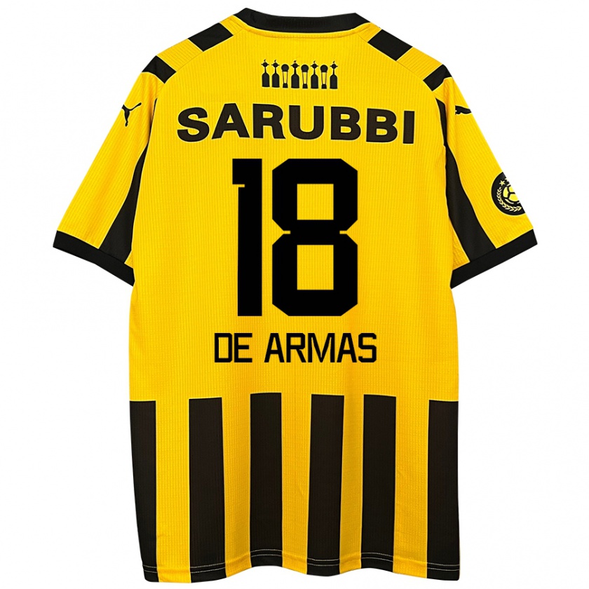 Kandiny Niño Camiseta Nahuel De Armas #18 Amarillo Negro 1ª Equipación 2024/25 La Camisa Chile