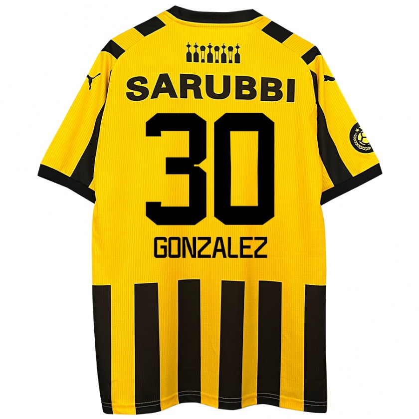 Kandiny Niño Camiseta Ángel González #30 Amarillo Negro 1ª Equipación 2024/25 La Camisa Chile