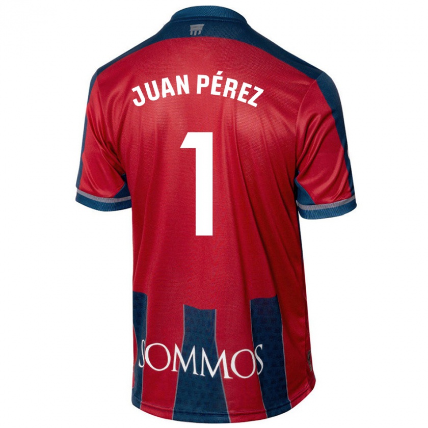 Kandiny Niño Camiseta Juan Pérez #1 Rojo Azul 1ª Equipación 2024/25 La Camisa Chile